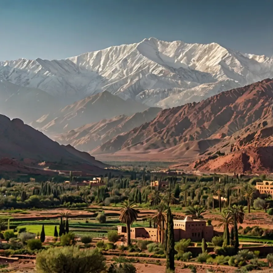 Morocco itinerary Atlas Mountains Berber village High Atlas peaks snow-capped traditional architecture